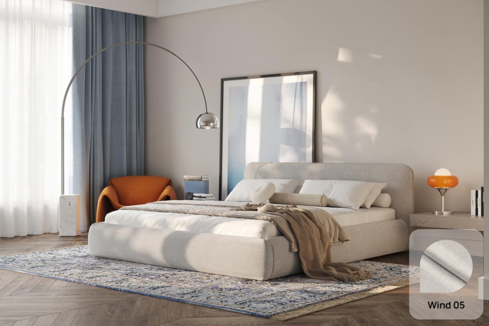 Bett Odette 160x200, Stoff WIND 05, Metallgestell