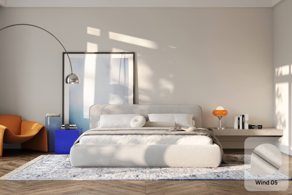 Bett Odette 160x200, Stoff WIND 05, Metallgestell