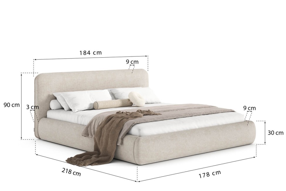 Bett Odette 160x200, Stoff WIND 05, Metallgestell