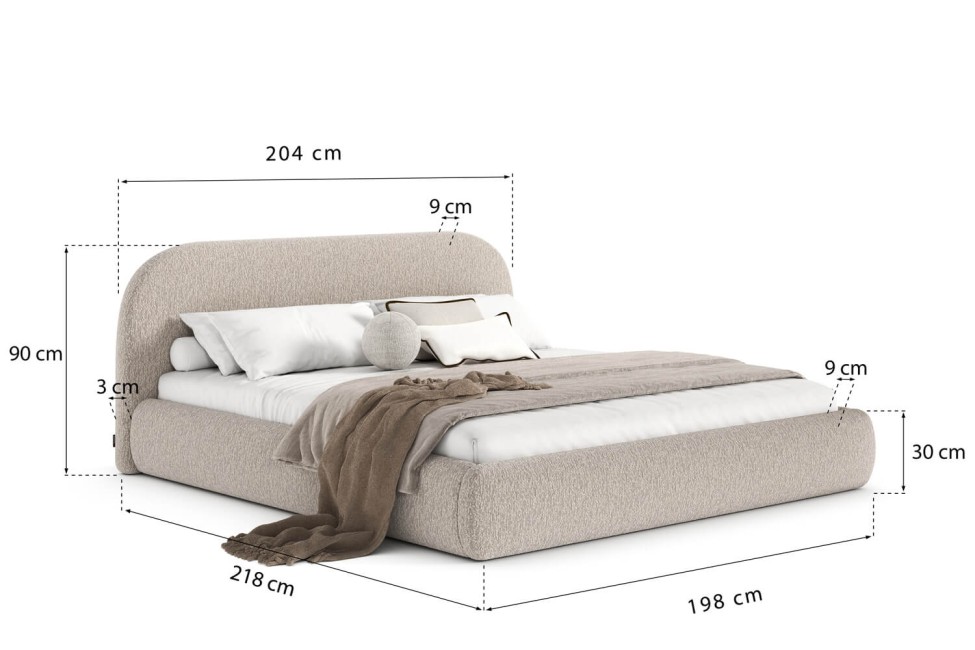 Bett Livv 180x200, Stoff MISTERIO 80, Metallgestell