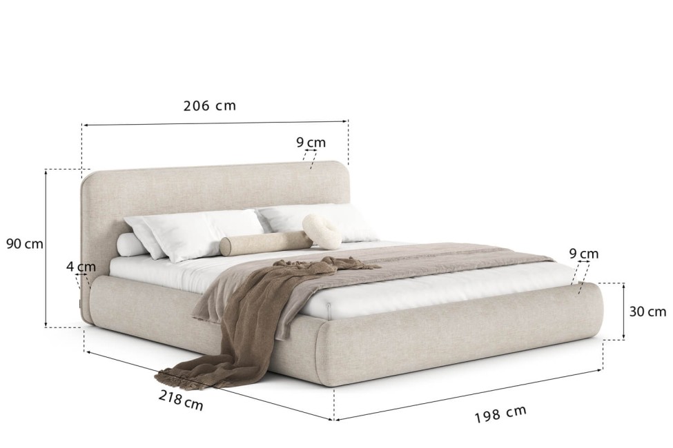 Bett Odette 180x200, Stoff WIND 05, Metallgestell