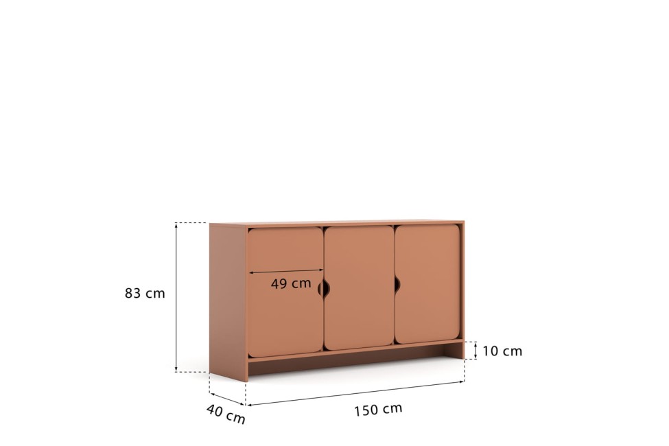 Niko dreitürige Kommode Ziegel